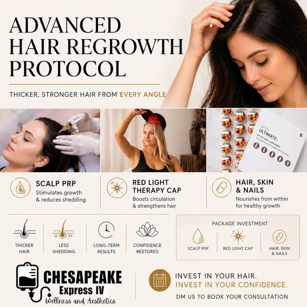 Advanced hair regrowth treatment promotional graphic. hair growth treatment Annapolis MD